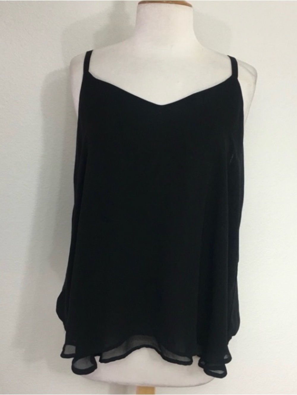 Torrid Womens Black Double Layer Tank Top Size M/L Casual Minimalist Streetwear